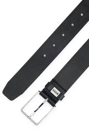Bælter BOSS Italian-leather belt with logo keeper Sort | 50529898, 1