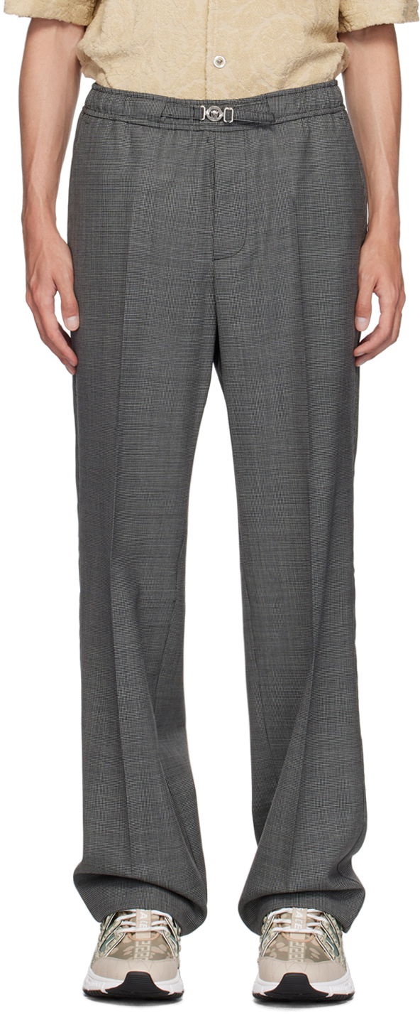 Bukser Versace Black & Gray Houndstooth Wool Trousers Grå | 1016236_1A11263