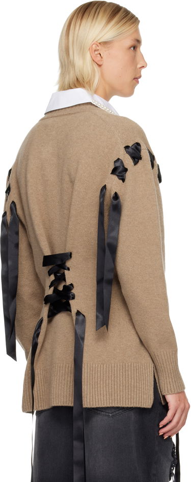 Sweater Simone Rocha Simone Rocha Sculpted Ribbon Corset Cardigan Beige | LMK8 0660, 2