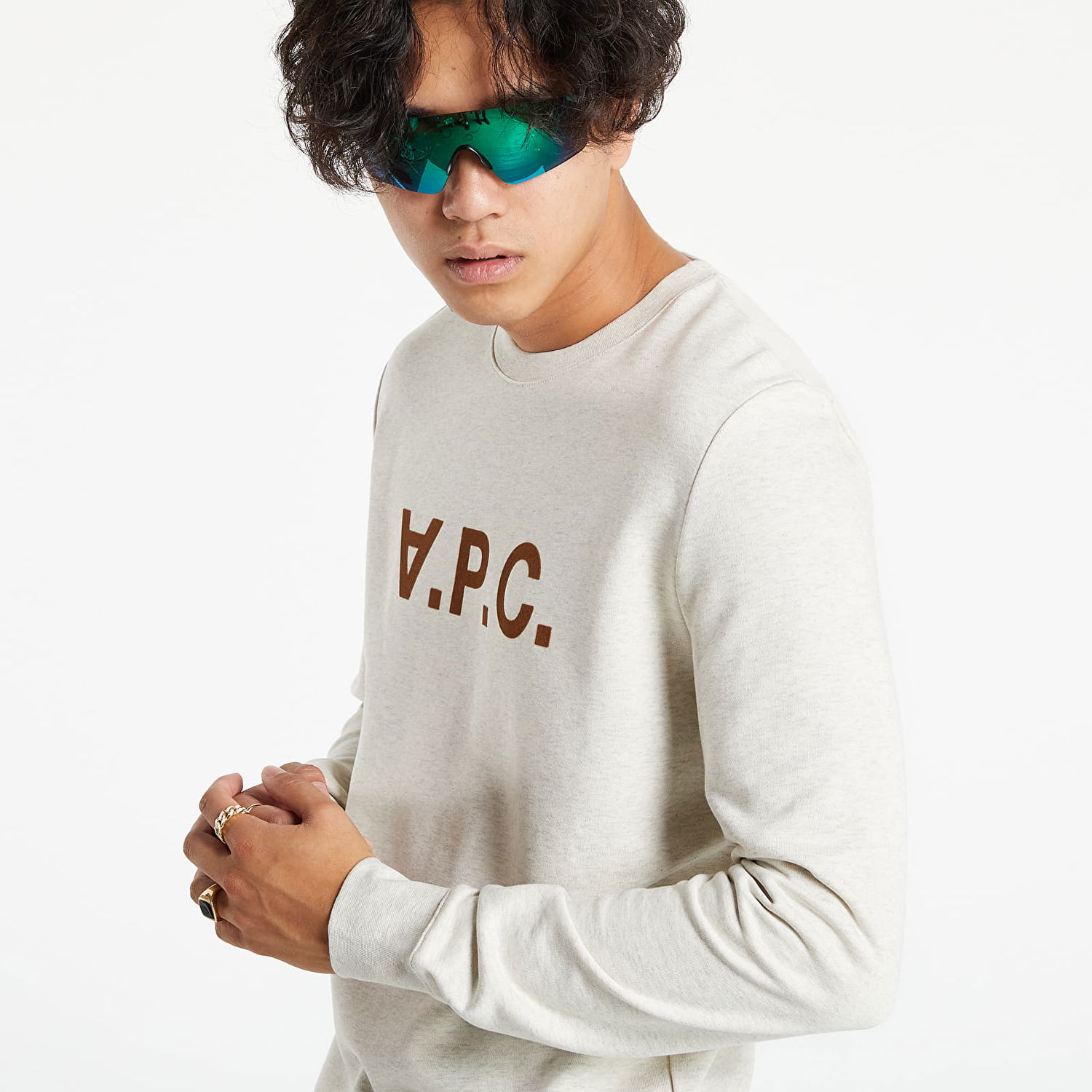 Sweatshirt A.P.C. Vpc Logo Print Sweatshirt Beige | COECQ-H27378 PBB, 1