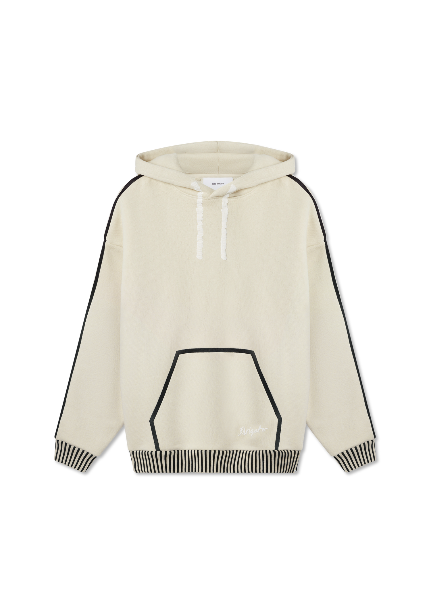 Sweatshirt AXEL ARIGATO Relaxed-Fit Hoodie with Striped Trim Beige | A2974003, 1