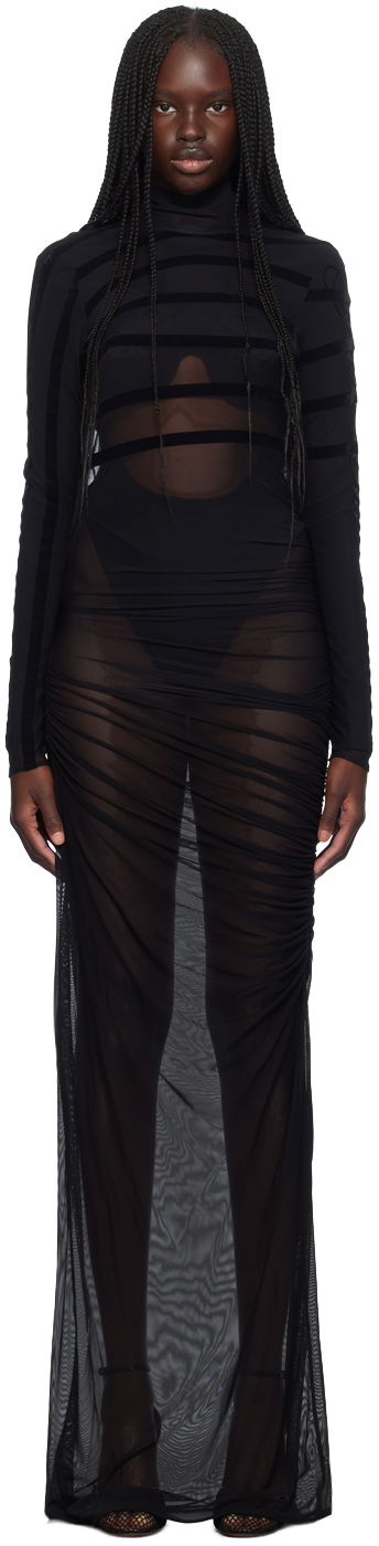 Kjole Jean Paul Gaultier Gaultier Striped Maxi Dress Sort | 24/30-F-RO234I-T004-0000