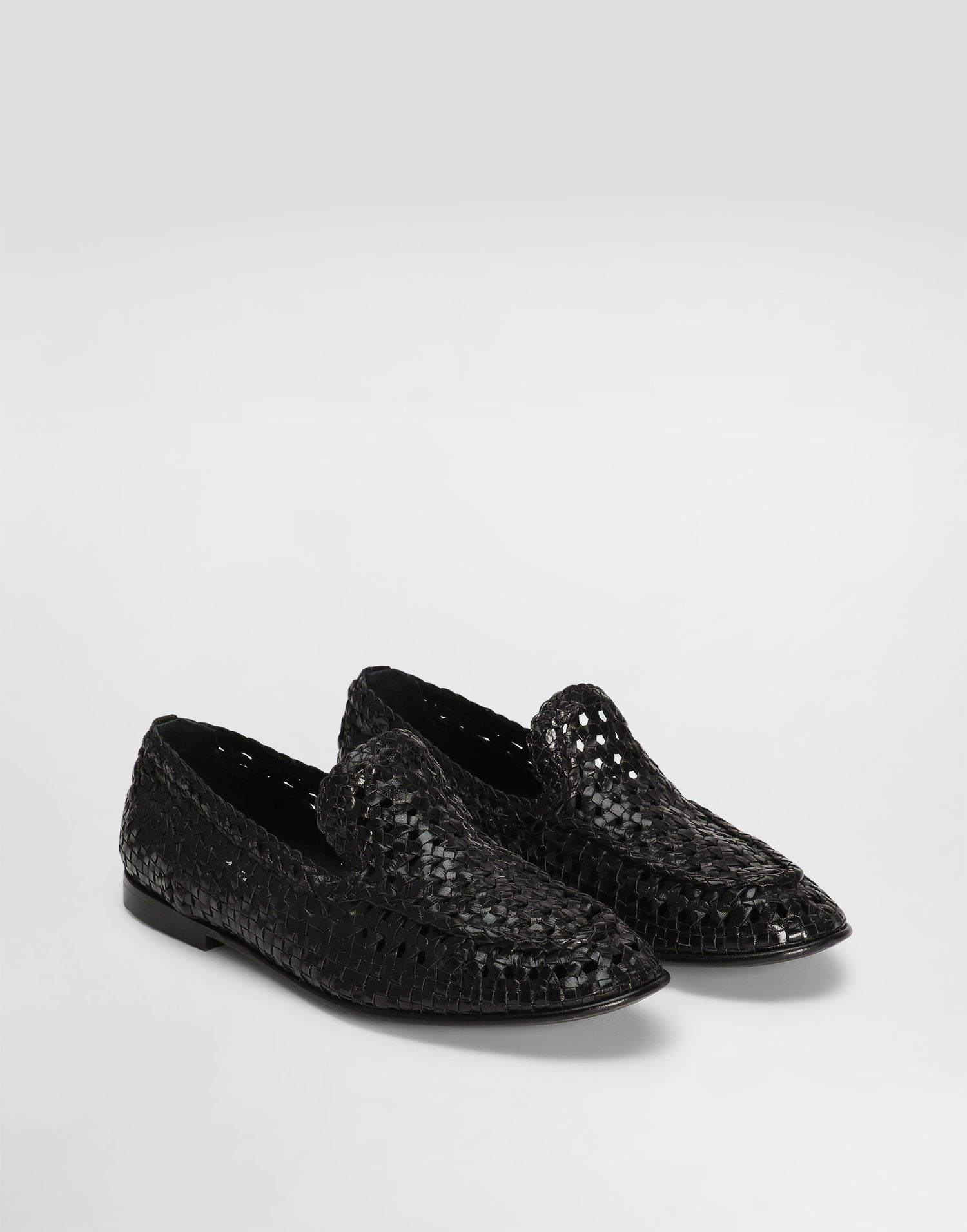 Tilbehør Dolce & Gabbana Dolce & Gabbana Polished Goatskin Woven Loafers Sort | A50481A6M7180999, 1
