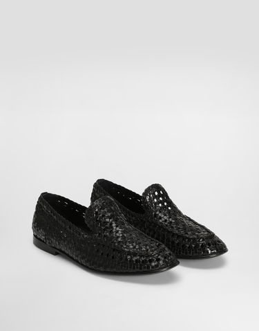 Tilbehør Dolce & Gabbana Dolce & Gabbana Polished Goatskin Woven Loafers Sort | A50481A6M7180999, 1