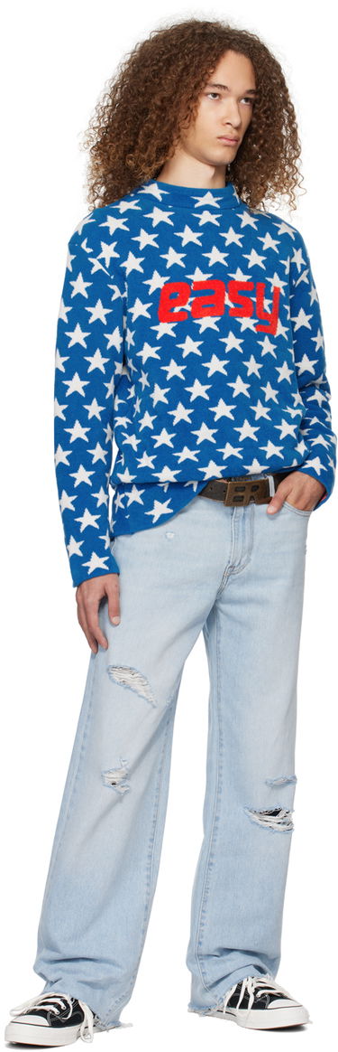 Sweater ERL 'Easy' Star-Print Knit Sweater Blå | ERL07N006, 4