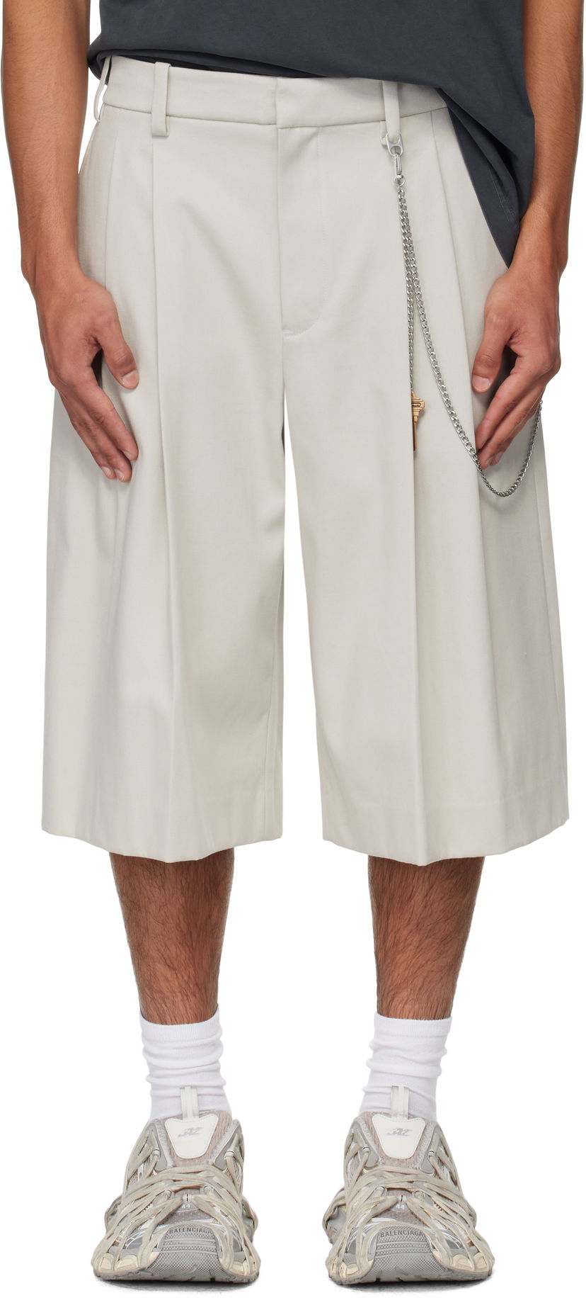 Shorts Alexander Wang Alexander Wang Chain Tailored Shorts Beige | 6WC3254097