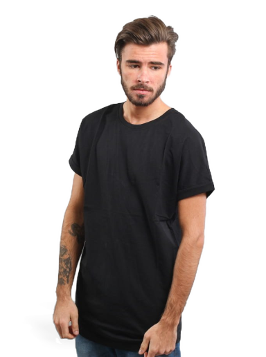 T-shirt Urban Classics Long Shaped Turnup Sort | TB1561 black