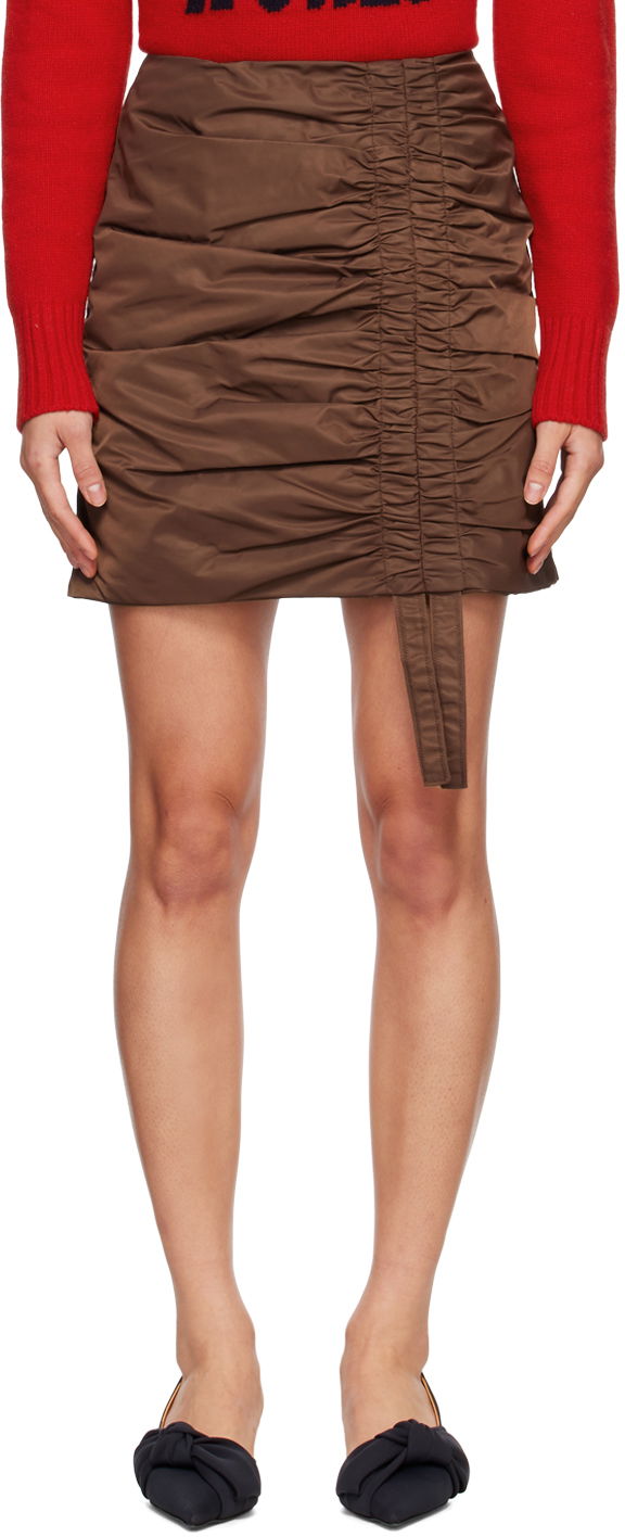 Nederdel GANNI GANNI Ruched Mini Skirt Brun | F7373, 0