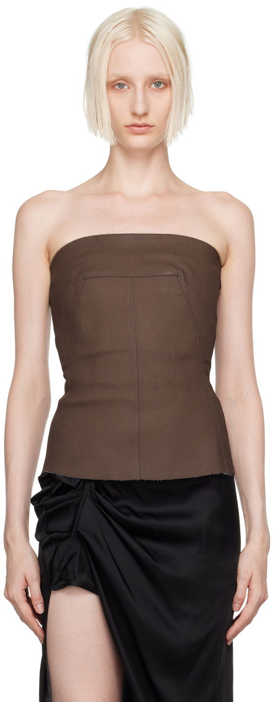 Tøj Rick Owens Brown Porterville Bustier Denim Top Brun | RP02D3127 SMT