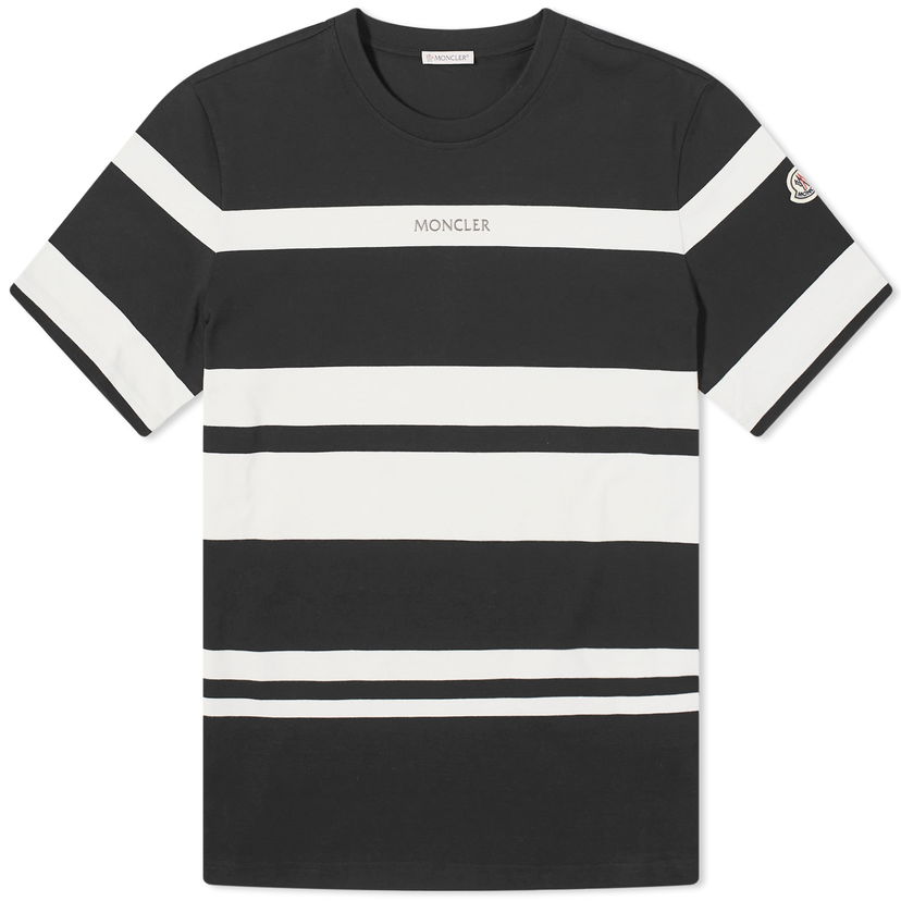T-shirt Moncler Stripe Logo T-Shirt Sort | 8C000-55-89AHZ-P90