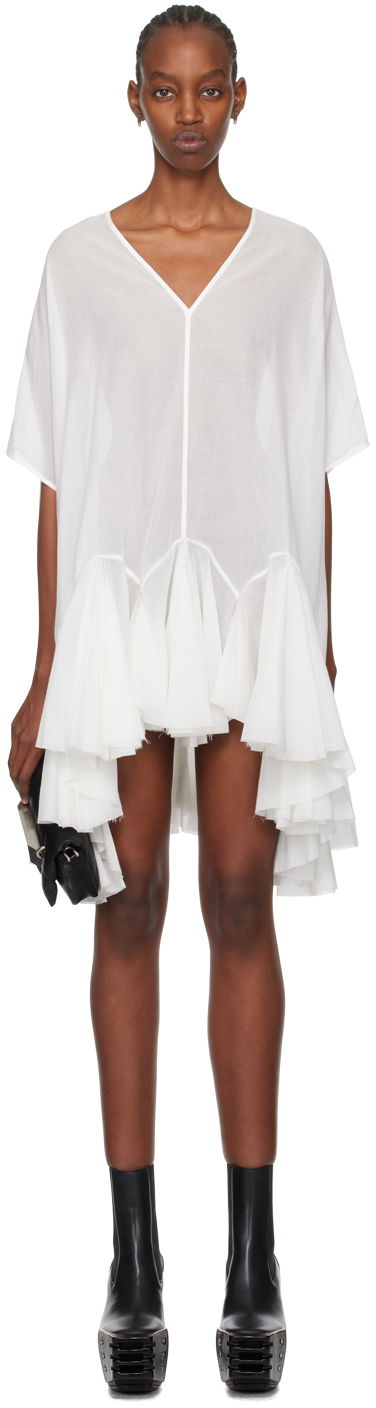 Kjole Rick Owens Rick Owens Divine Asymmetrical Ruffle Mini Dress Hvid | RP01D2572 U