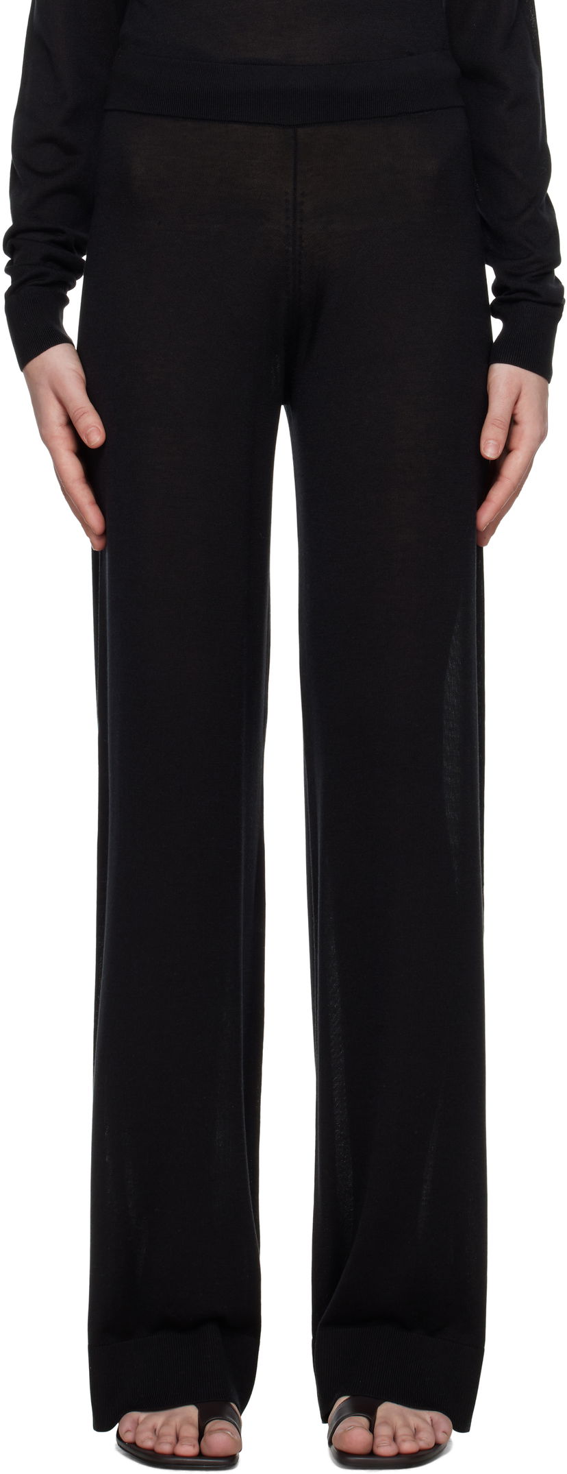 Bukser TOTEME TOTEME Wide Knit Trousers Sort | 252-WRB0258-YA0151
