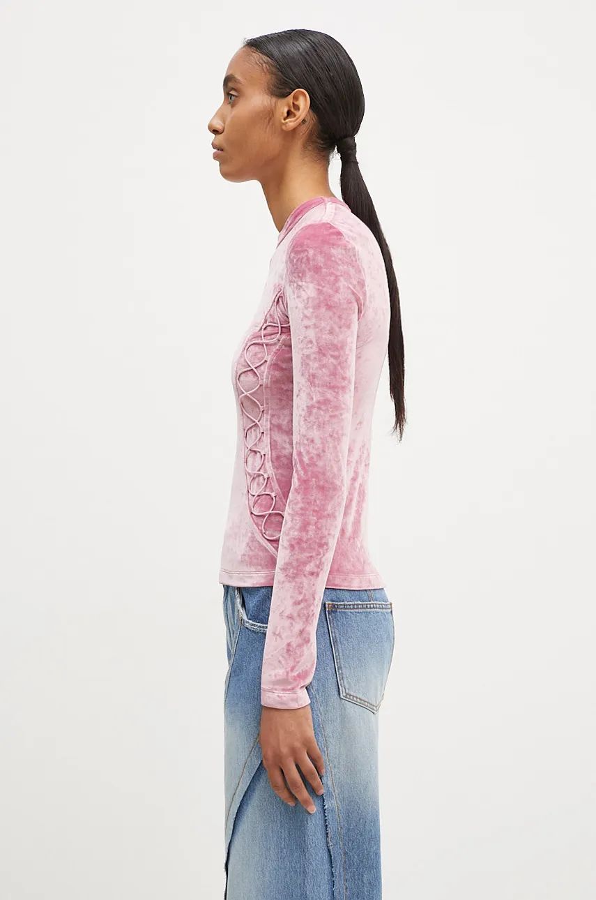 T-shirt Andersson Bell Lace Up Longsleeve Velvet T-Shirt Lyserød | atb1206w, 1