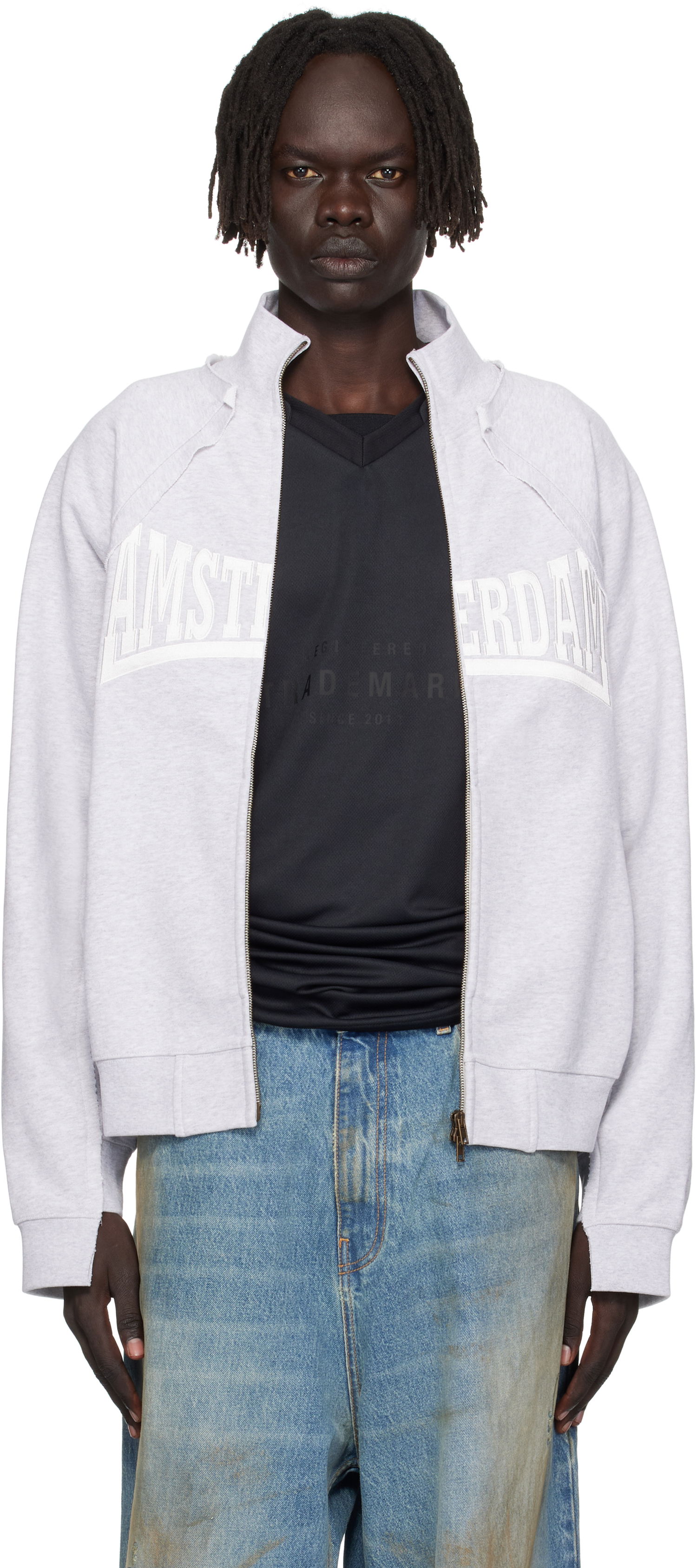 Sweatshirt VETEMENTS Vetements 'Amsterdam' Zip-Up Sweatshirt Grå | UH76ZU760GG, 0