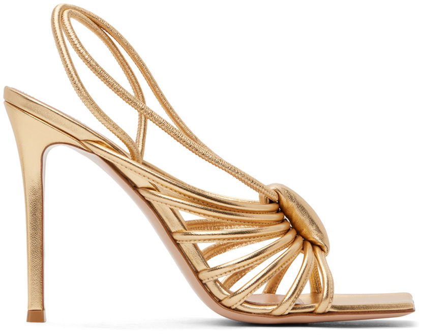 Sneakers og sko Gianvito Rossi Hellen Square Toe Heeled Sandals Metalisk | G32488-15RIC-NPS