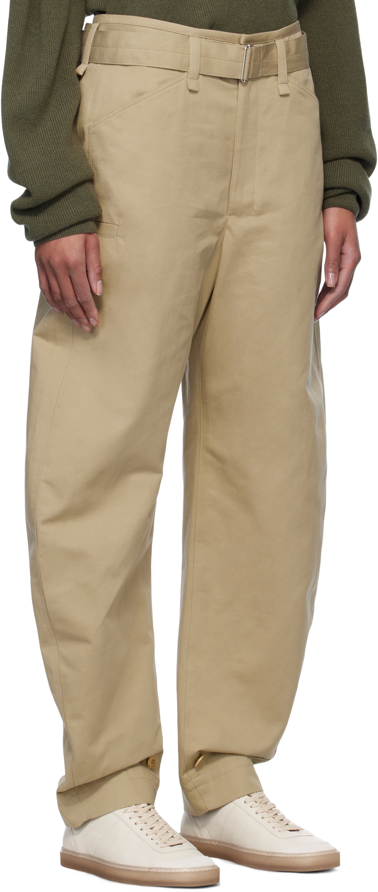 Cargo bukser LEMAIRE Lemaire Belted Tapered Trousers Beige | PA1159 LF1309, 1