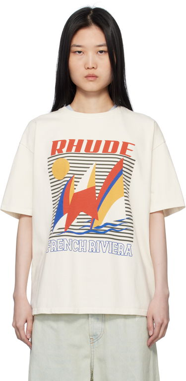 T-shirt Rhude Rhude Poster Print T-Shirt Beige | RHPS25TT10012, 0