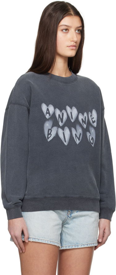 Sweatshirt Anine Bing ANINE BING Spencer Hearts Sweatshirt Grå | A-08-10517-WBL1, 1
