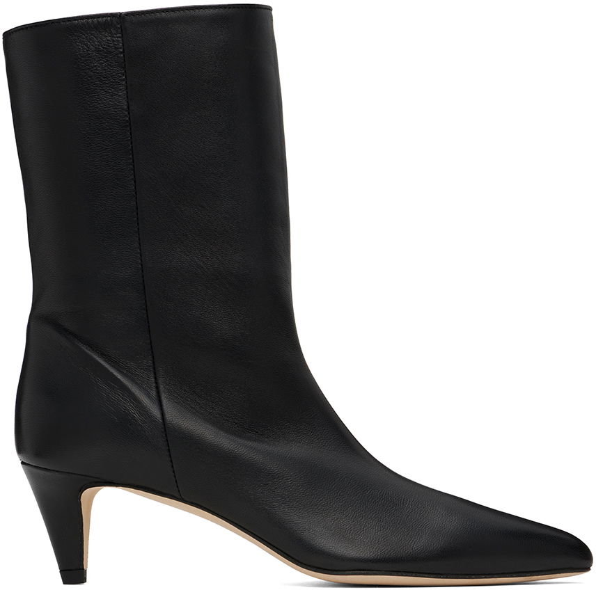 Sneakers og sko BY FAR Lysander Leather Kitten Heel Boots Sort | MWFBO068LL028BK001PL, 0
