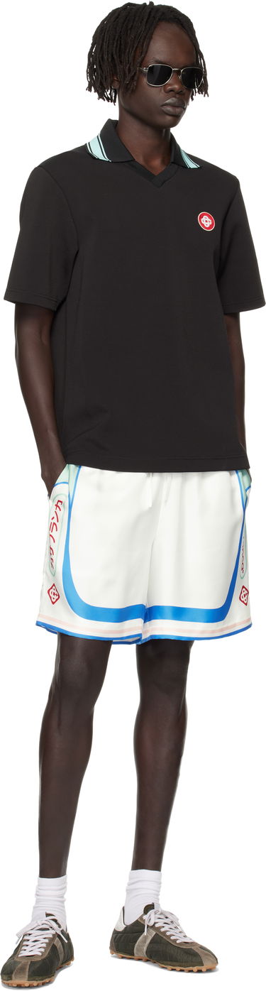 Polo skjorte Casablanca Casablanca Double V-Neck Short Sleeve Polo Sort | MPF25-JTP-381-01, 3