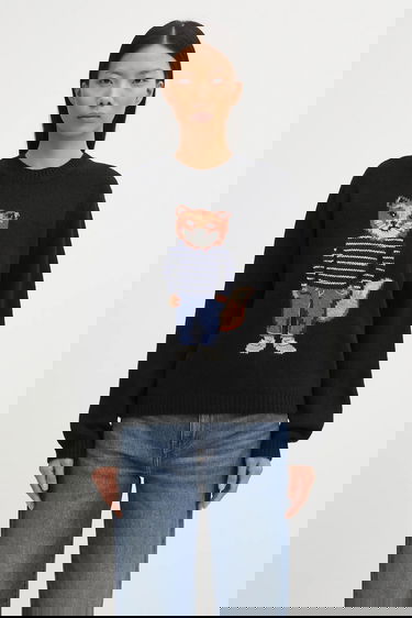 Sweater MAISON KITSUNÉ Dressed Fox Intarsia Wool Sweater Sort | PW00812KH0002, 0