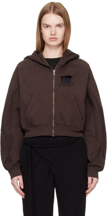 Sweatshirt Ottolinger Ottolinger Distressed Zip Hoodie Brun | 115-600415-02, 0