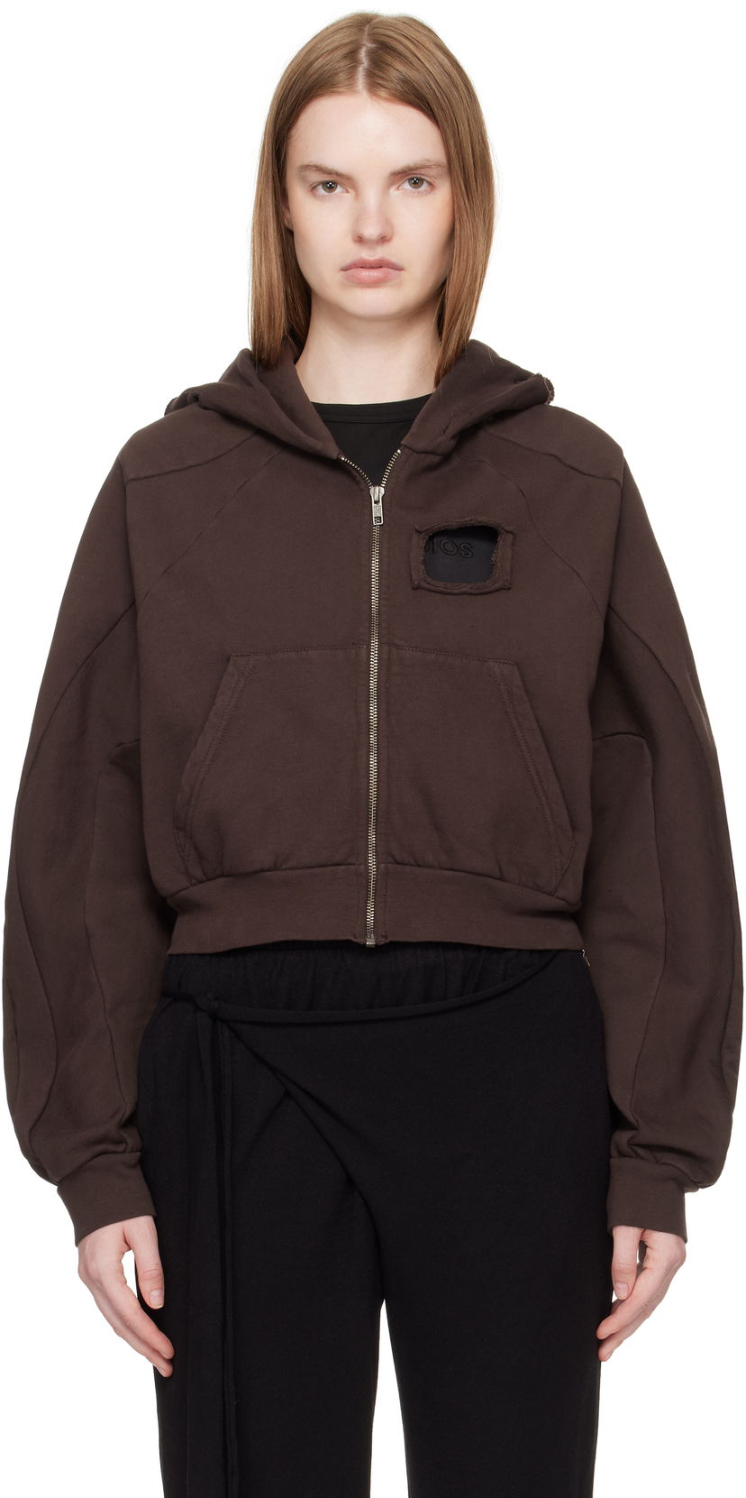 Sweatshirt Ottolinger Ottolinger Distressed Zip Hoodie Brun | 115-600415-02