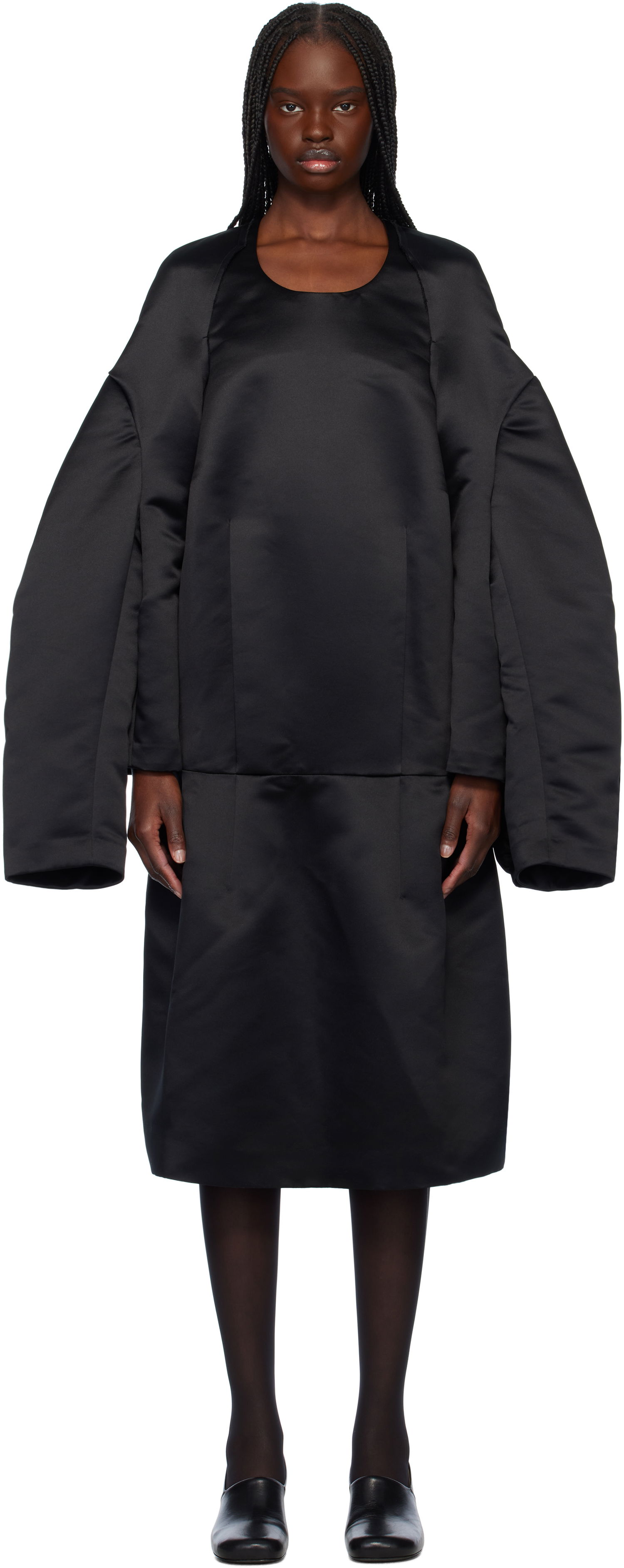 Kjole Comme des Garçons Comme des Garçons Satin Midi Dress Sort | GO-O001-051-1, 0