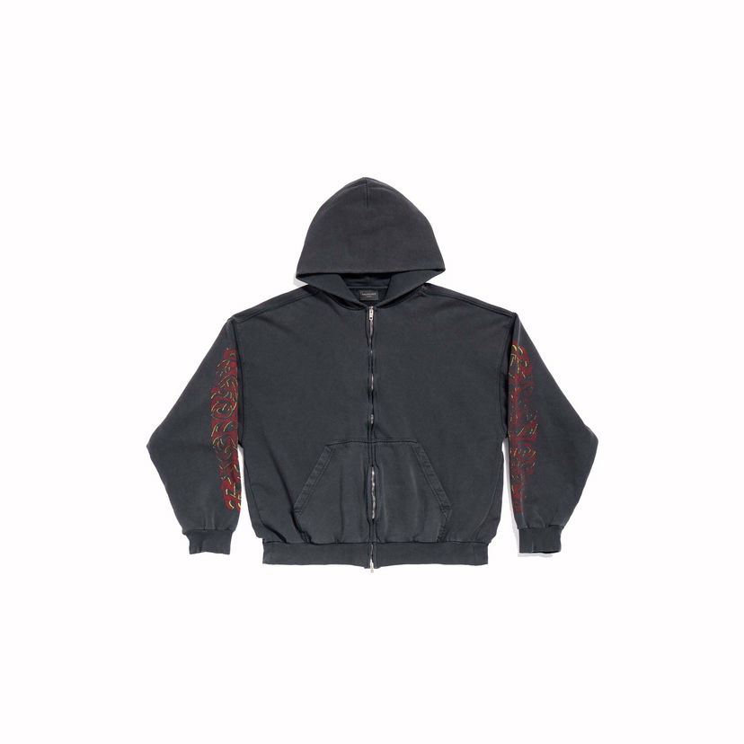 Sweatshirt Balenciaga Offshore Zip-Up Hoodie Sort | 770939TPVM91568