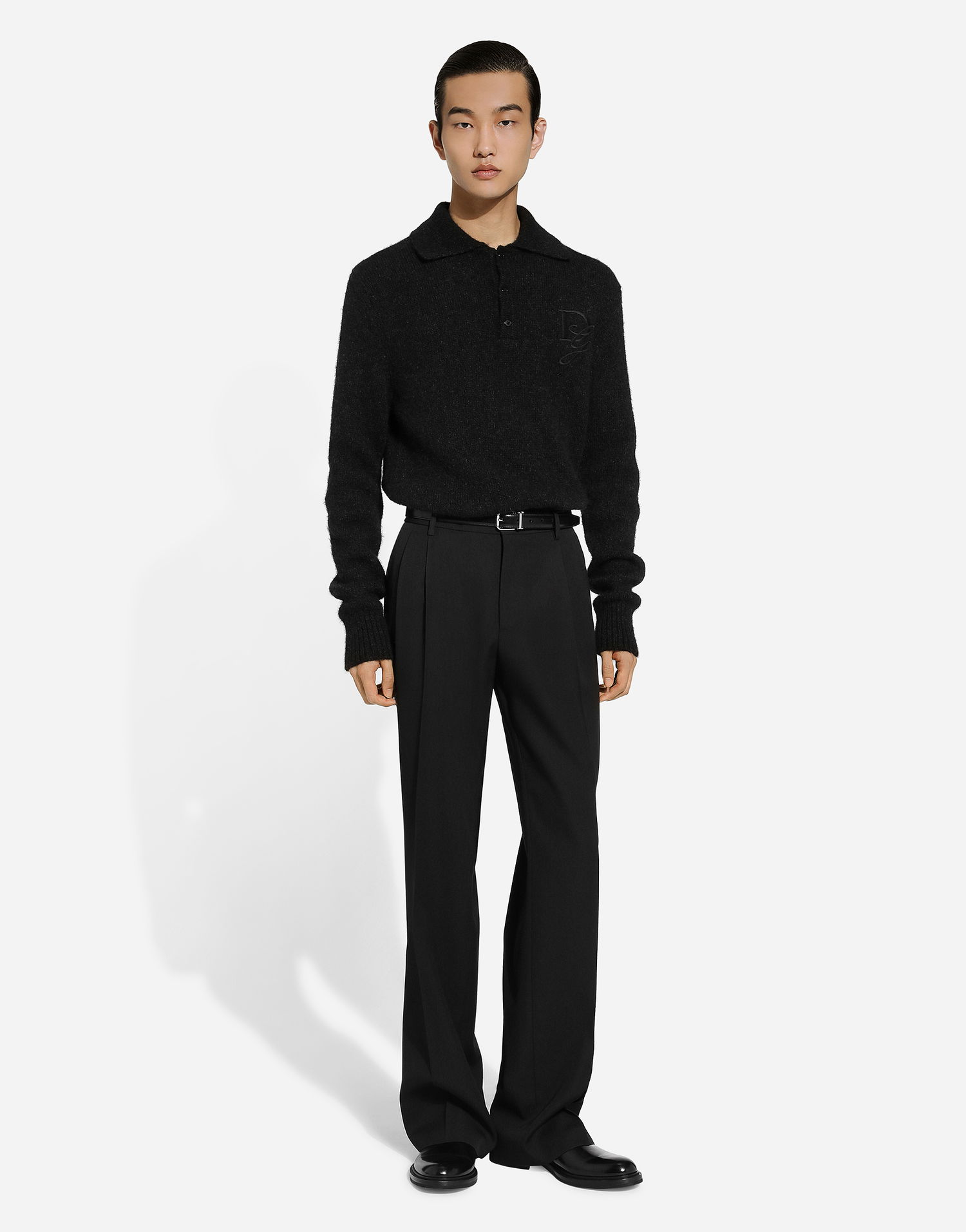 Polo skjorte Dolce & Gabbana Polo-shirt Long-sleeved Embroidered Logo Grå | GXZ48ZJFMIMN1254, 1