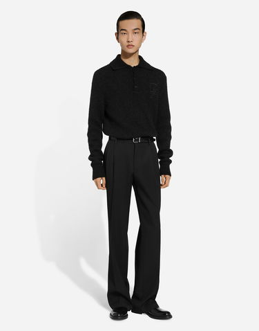 Polo skjorte Dolce & Gabbana Polo-shirt Long-sleeved Embroidered Logo Grå | GXZ48ZJFMIMN1254, 1