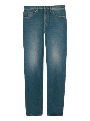Jeans Gucci Washed Regular Fit Jeans Blå | 623953 XDBBQ 4011