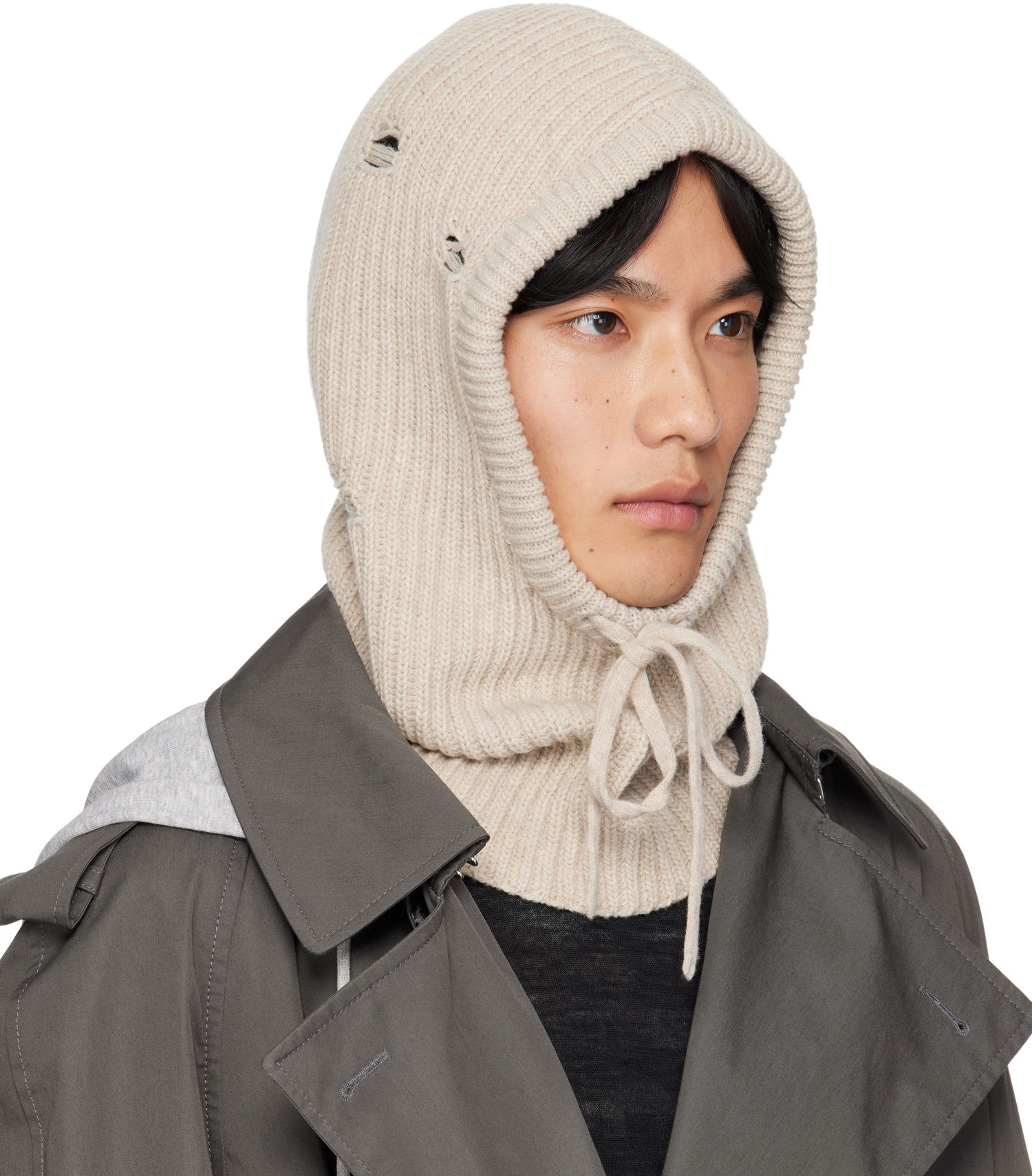 Hat Maison Margiela MM6 Maison Margiela Knit Wool Hood Beige | S52TB0008 M13138, 1