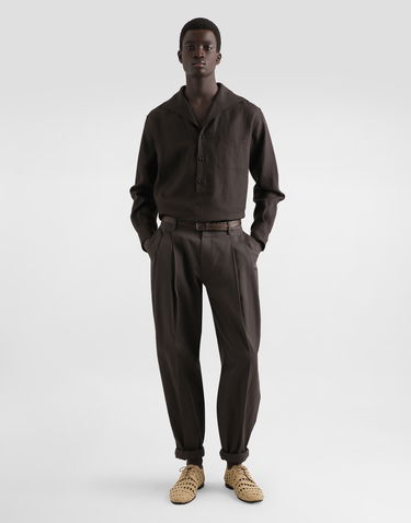 Skjorte Dolce & Gabbana Dolce & Gabbana Three-Button Linen Shirt Brun | G5ND3TFU4JBM3977, 1