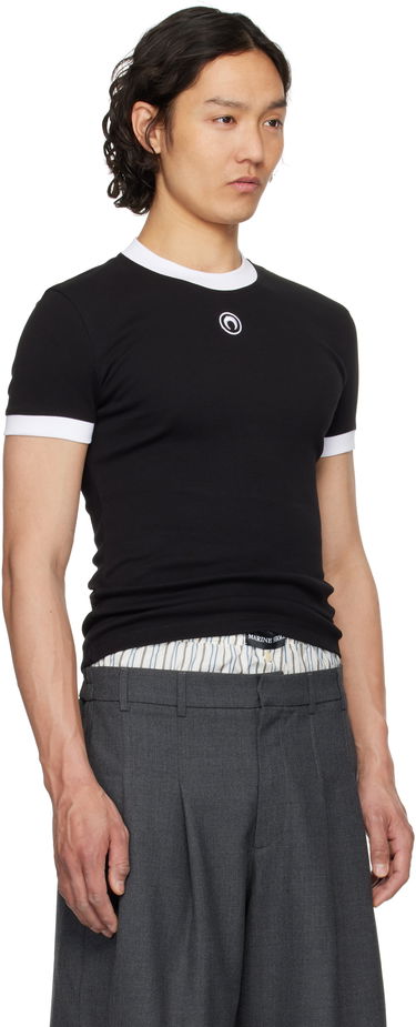 T-shirt Marine Serre Marine Serre Moon Logo Fitted Jersey T-Shirt Hvid | MTT088B CJER0008, 4