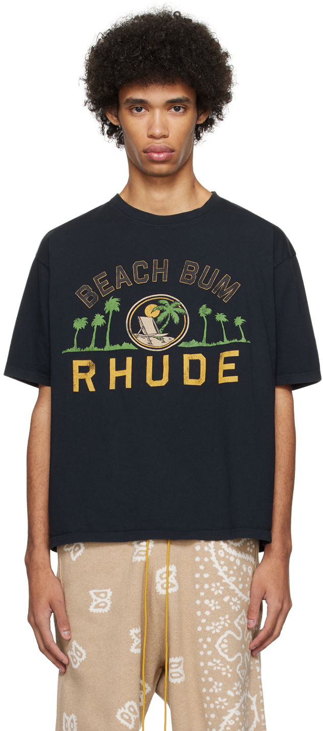T-shirt Rhude Palmera T-Shirt Sort | RHPS24TT03012610