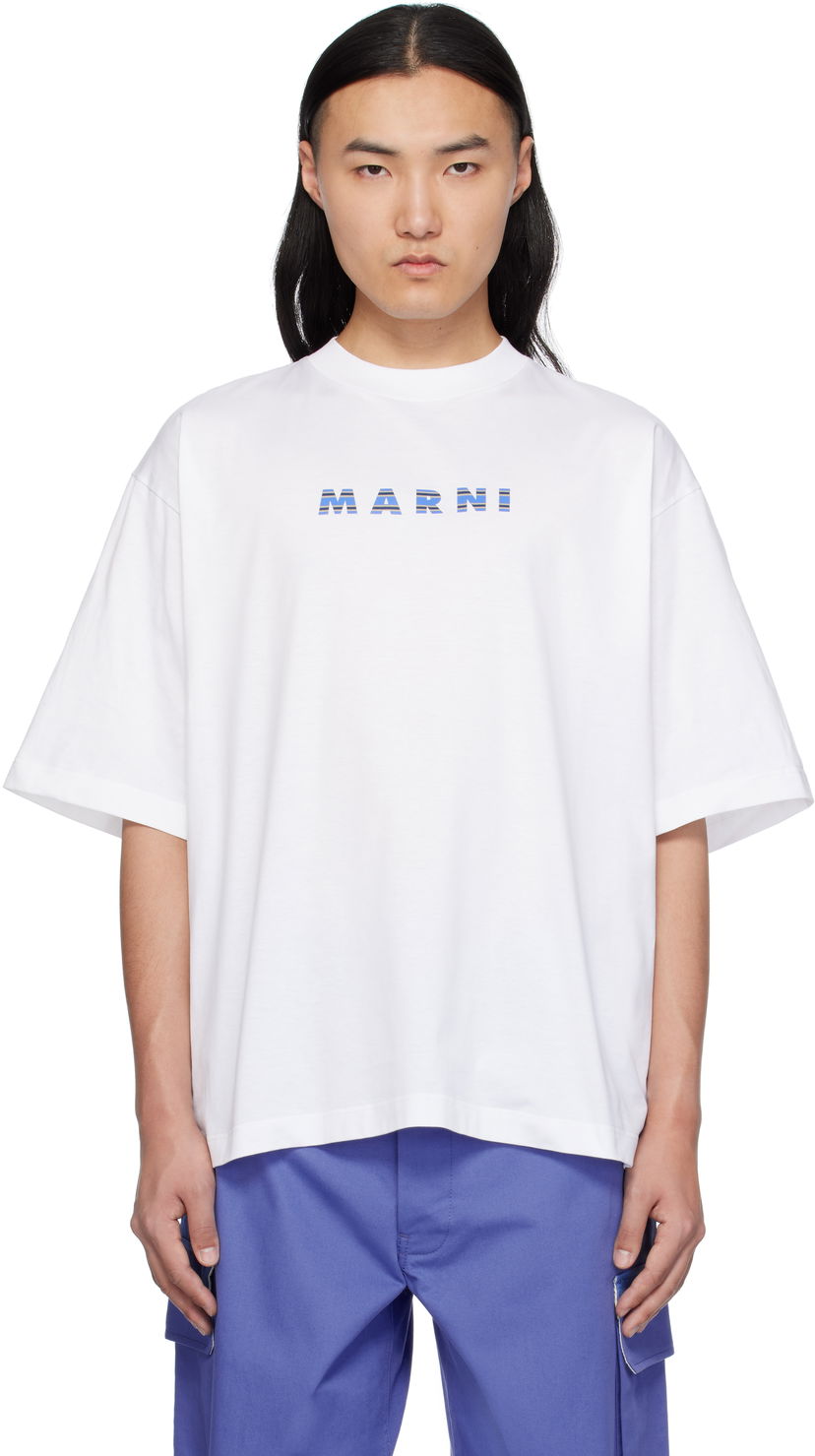 T-shirt Marni Marni Crewneck Logo T-Shirt Hvid | HUMU0223HP USCX51