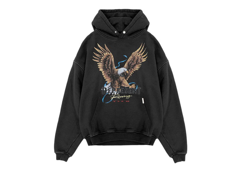 Sweatshirt Represent Clo Represent Racing Team Eagle Hoodie Vintage Black Sort | M04223-03