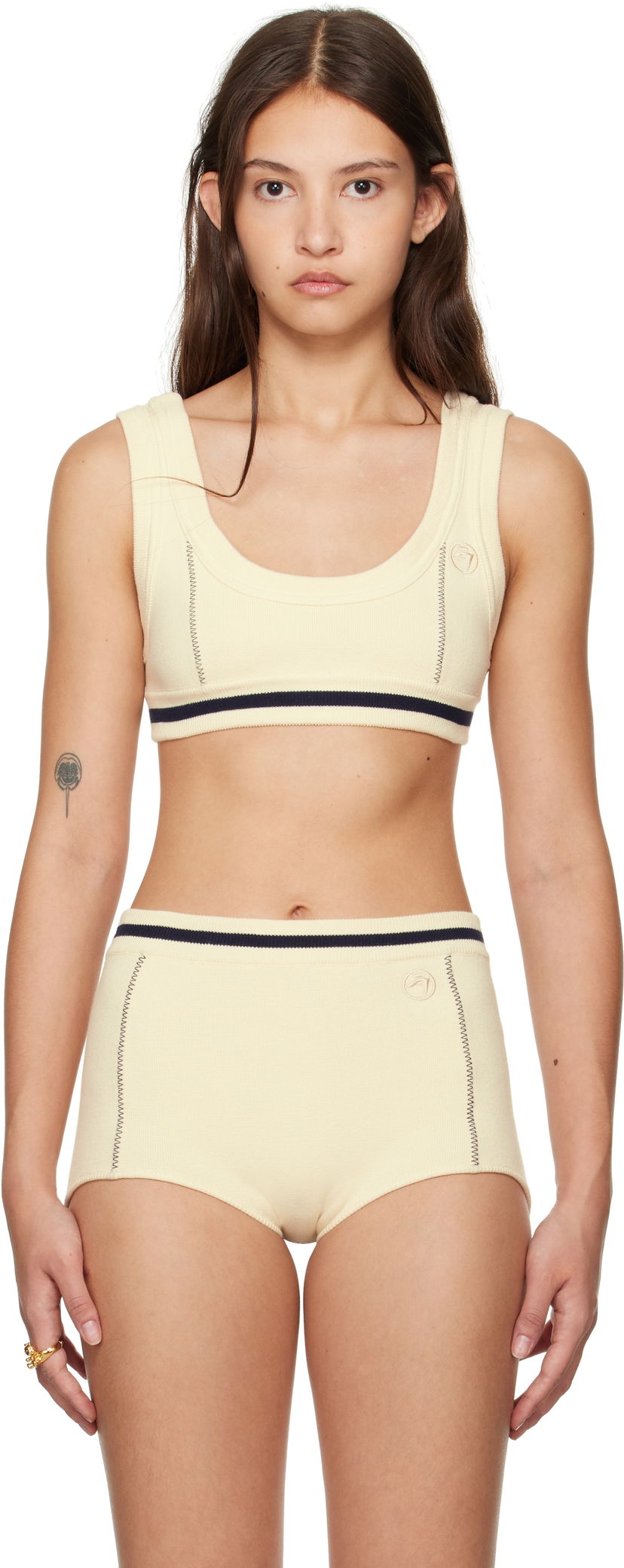 Bh Ambush Contrast Stitch Bra Top Beige | BWHR001F24KNI0013131