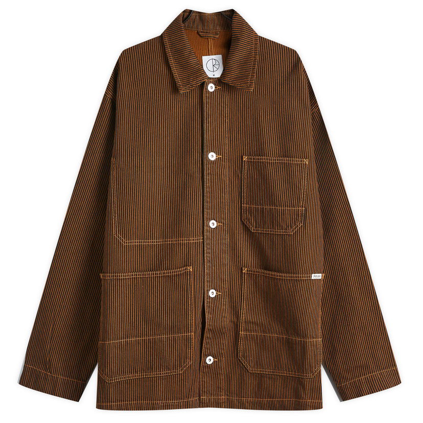 Skjorte Polar Skate Co. Hickory Stripe Ezra Jacket Brun | PSC-W24-5