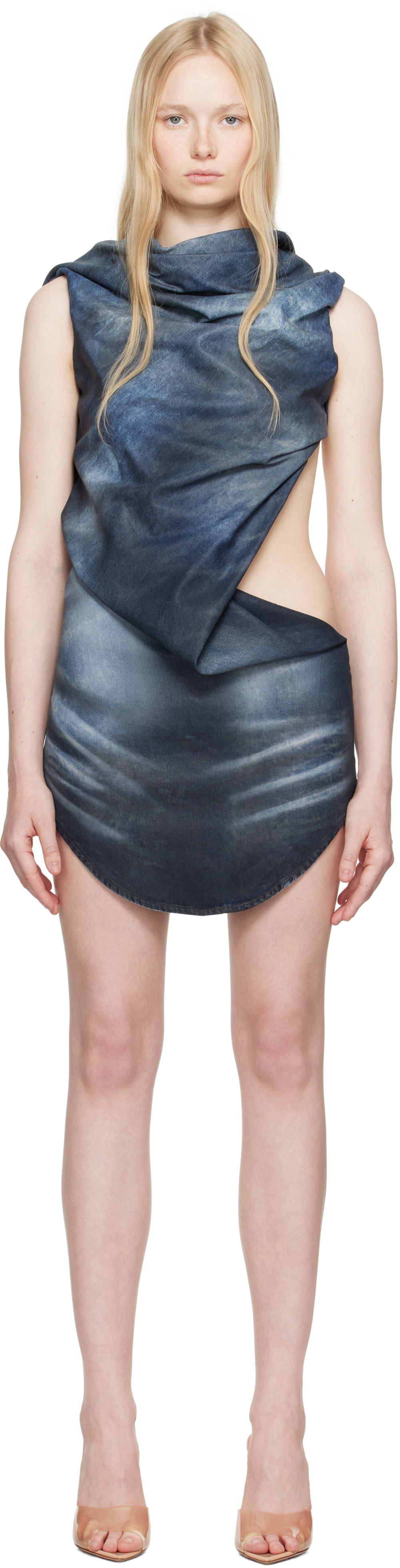 Kjole Diesel Diesel De-Brey-Fsg Draped Denim Minidress Blå | A18168 068RR, 0