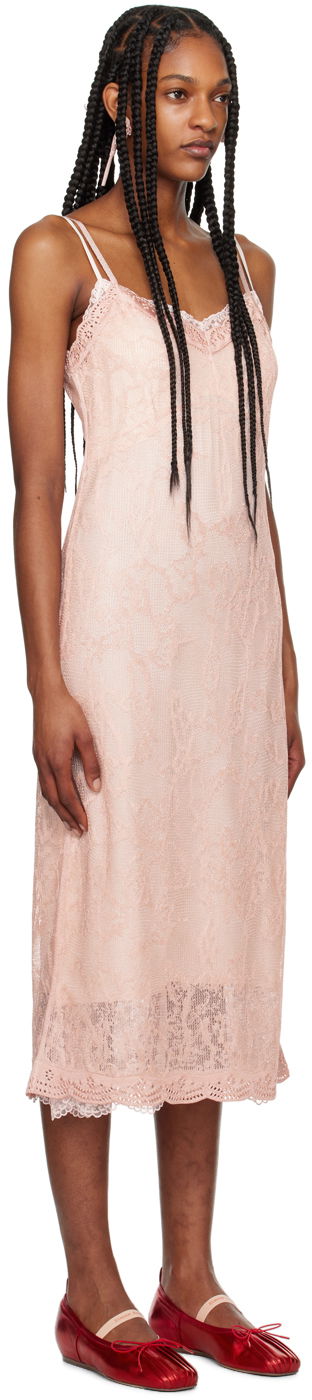 Kjole Simone Rocha Simone Rocha Floral Lace Midi Slip Dress Lyserød | SHMK3 0645, 1