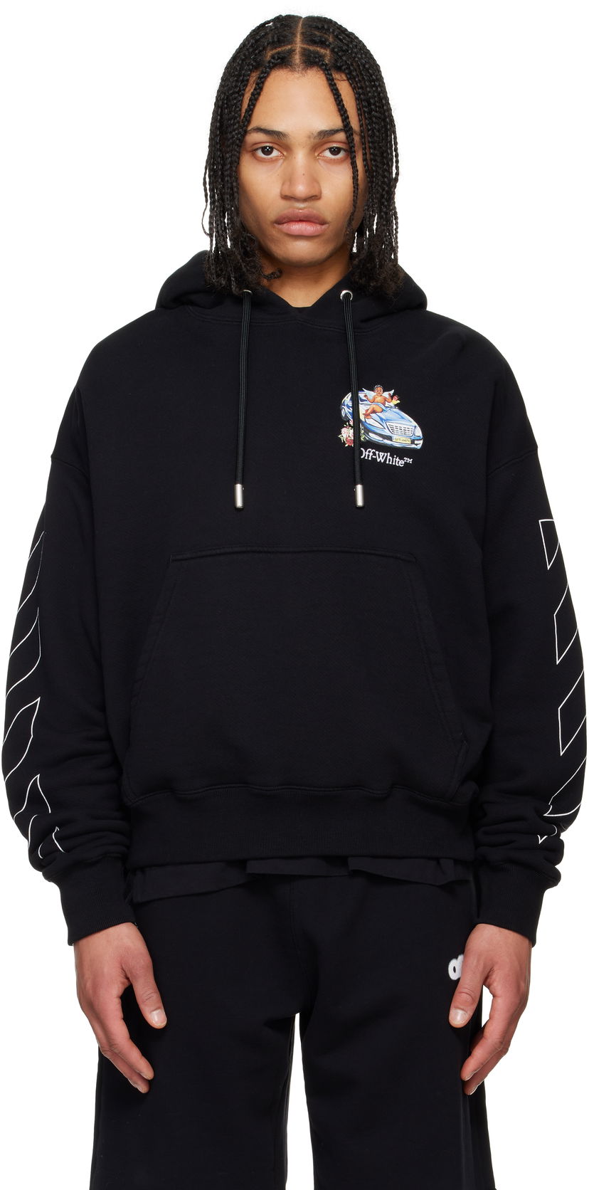 Sweatshirt Off-White Off-White Fresco Arrow Hoodie Sort | OMBB085S25FLE0051001
