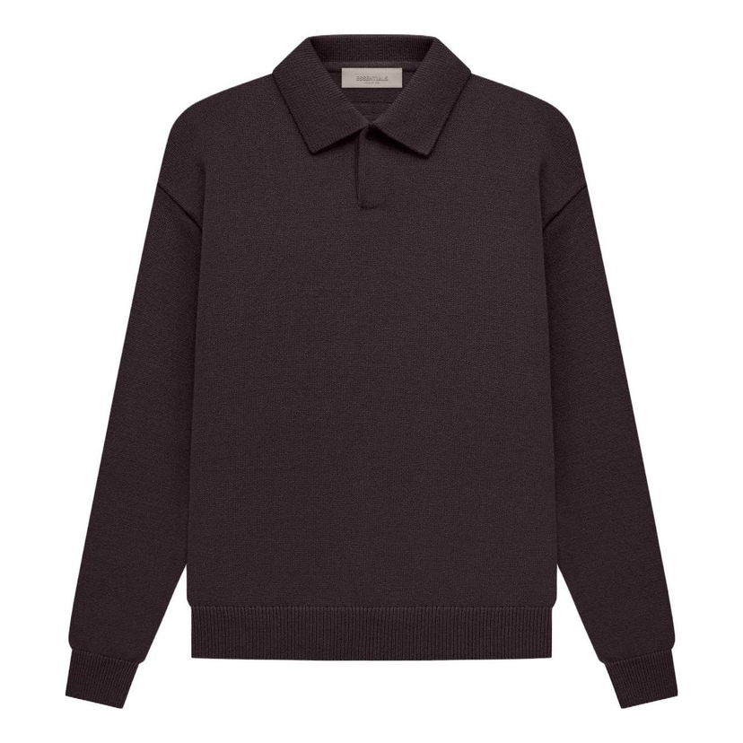 Sweater Fear of God Knit Long Sleeve Polo Shirt Brun | FOG-SS23-040