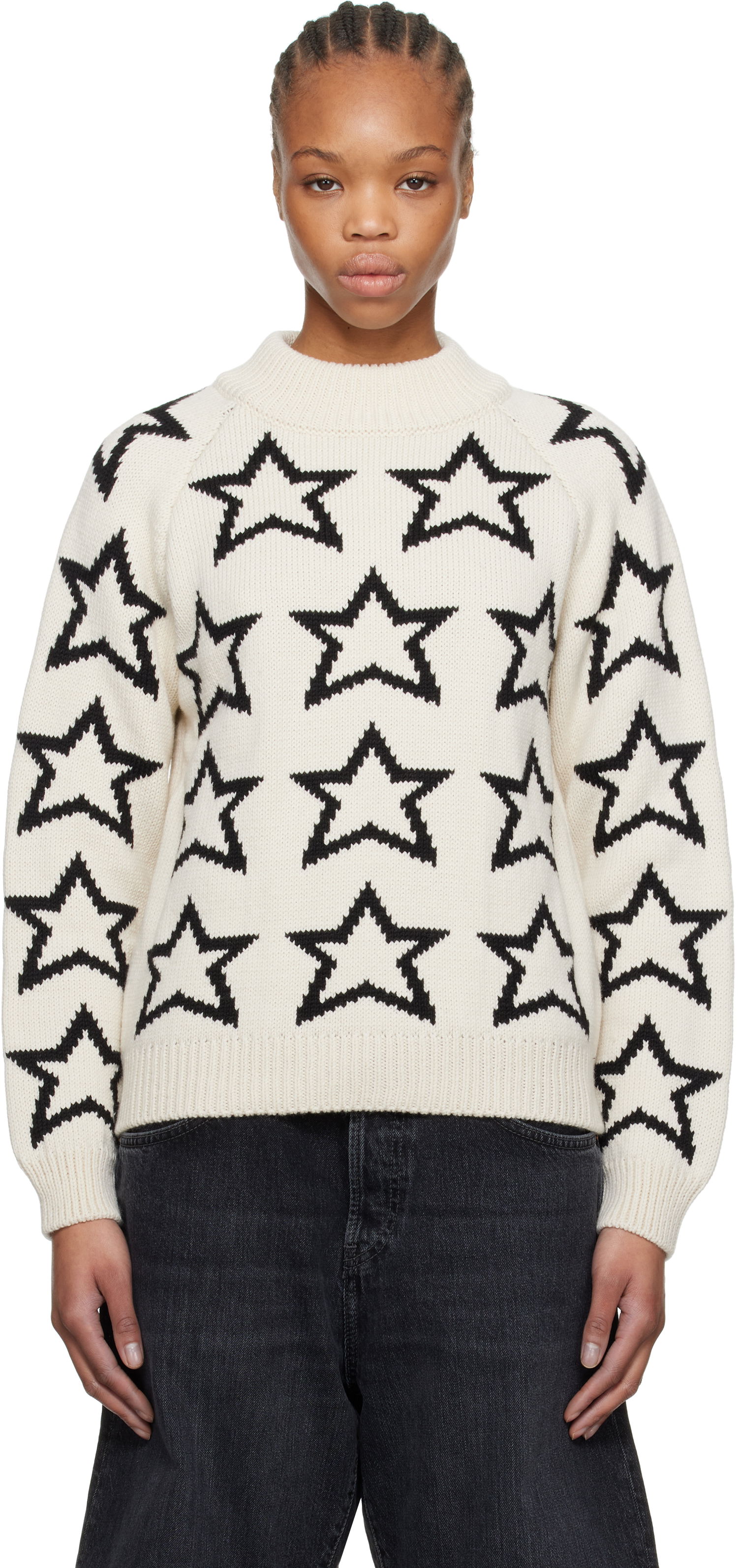 Sweater RE/DONE Re/Done Mock Neck Star Sweater Hvid | 797-10WMSTPUL, 0