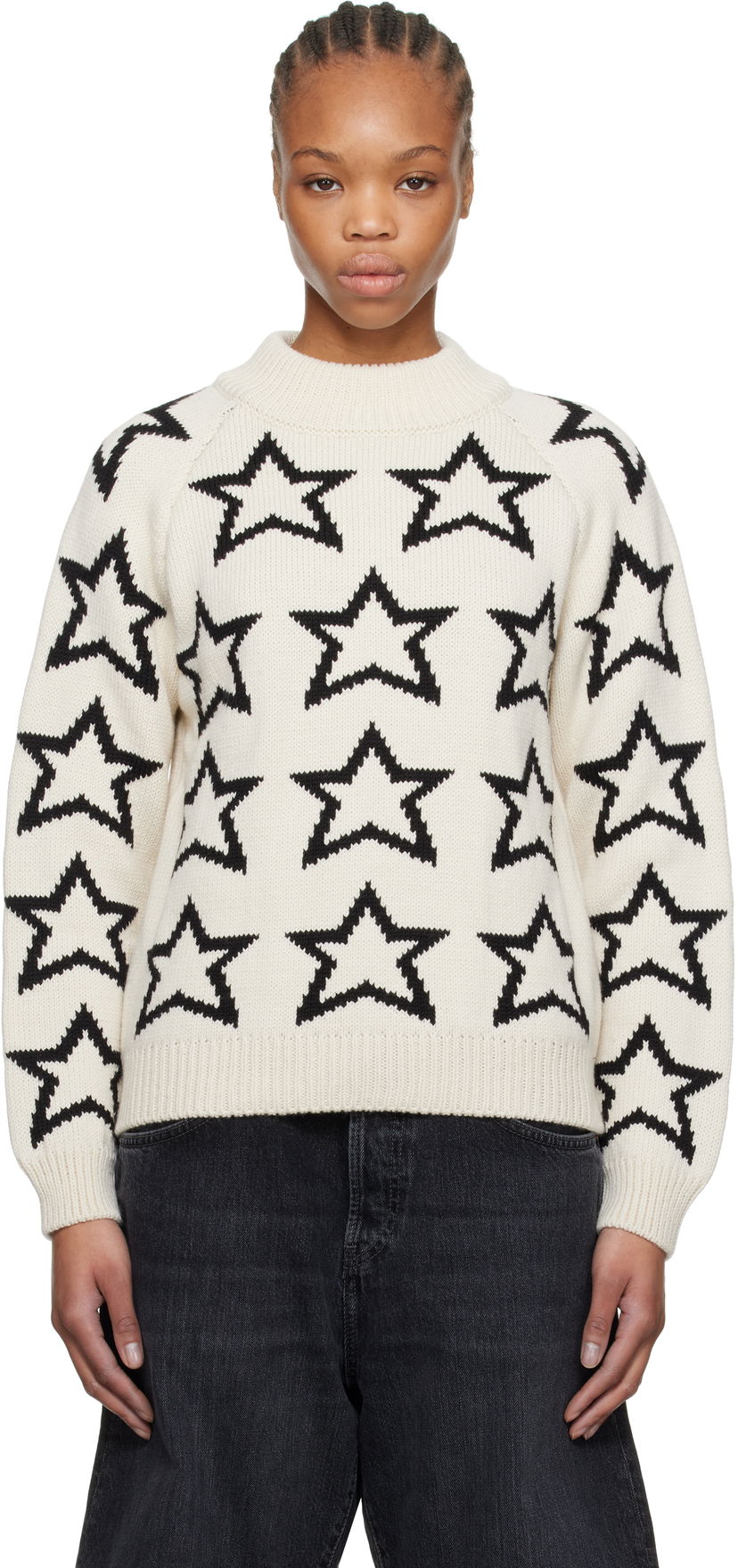 Sweater RE/DONE Re/Done Mock Neck Star Sweater Hvid | 797-10WMSTPUL