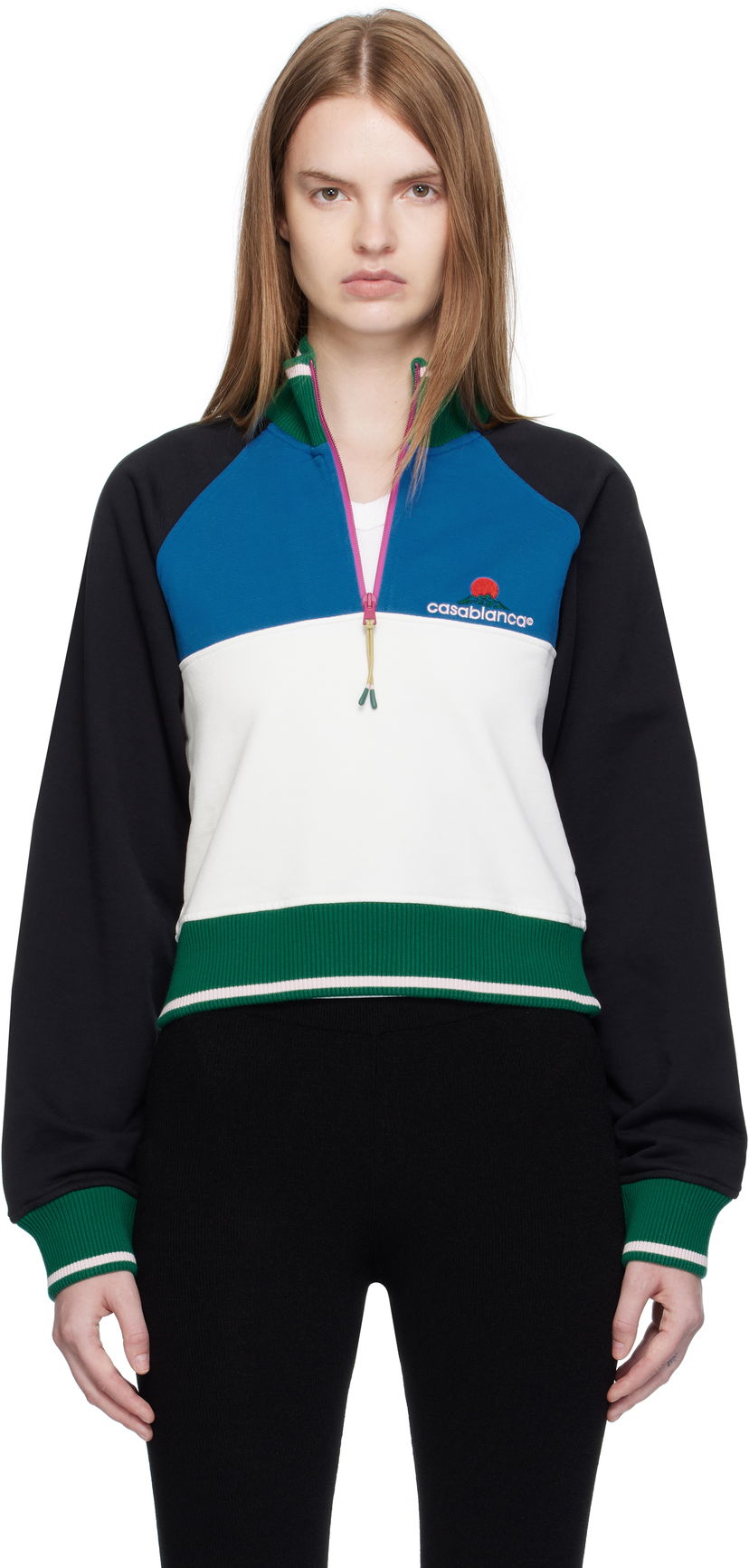 Sweatshirt Casablanca Casablanca Colorblock Quarter-Zip Sweatshirt Flerfarvet | WPF25-JTP-328-01