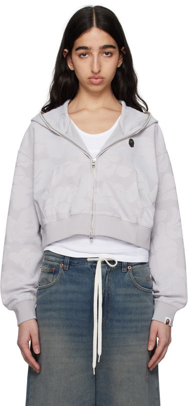 Sweatshirt BAPE BAPE Jacquard One Point Cropped Zip Hoodie Grå | 001ZPL302013L, 0