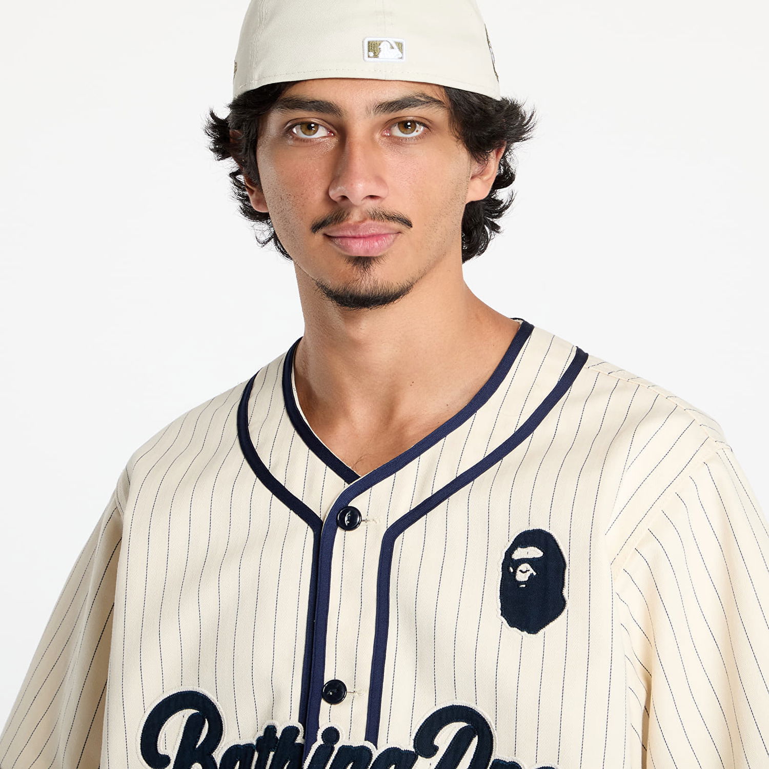 Jersey BAPE A BATHING APE Baseball Jersey Shirt Beige | 001SRK801001M IVY, 1