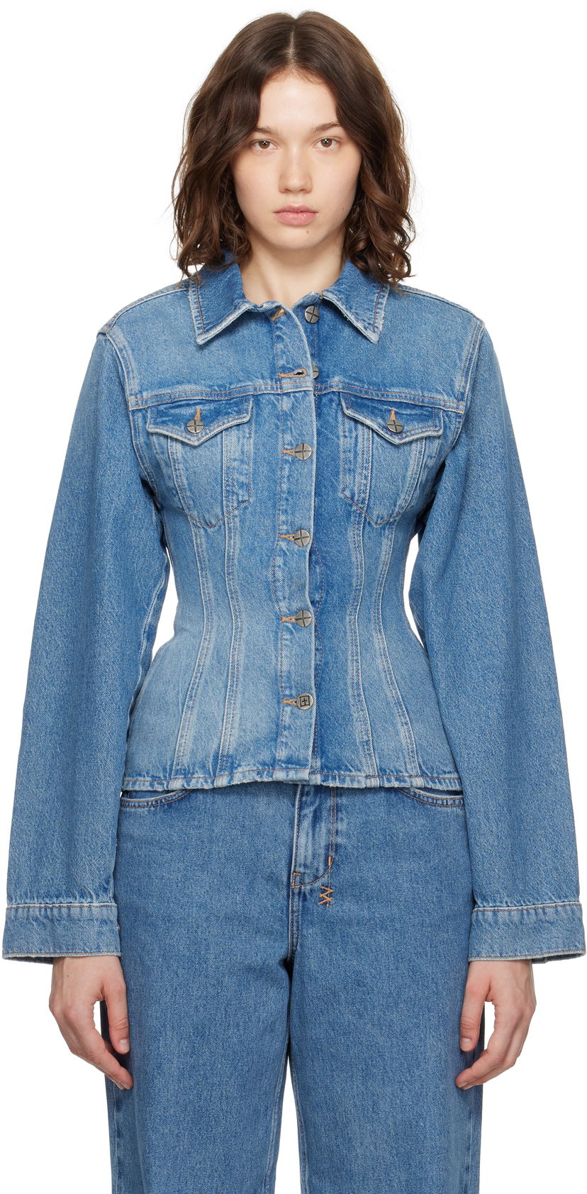 Jakke Ksubi Cinched Crop Tru Vintage Denim Jacket Blå | WPF25JK005
